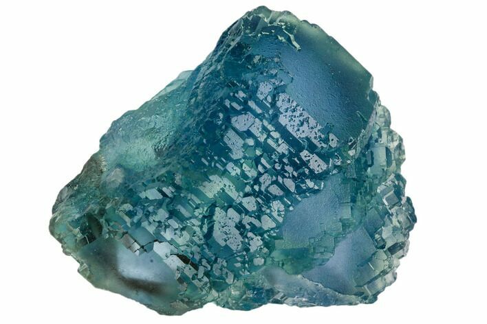Blue-Green Stepped Fluorite Crystal Cluster - China #112619